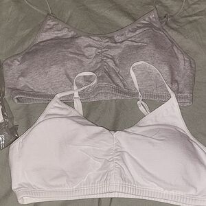 New Set Of 2 Gray and White Bralette / Sports Bra Size 36
